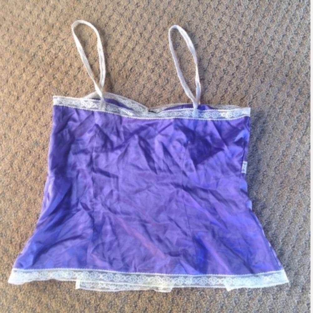 FREE WOMAN 100% Silk and lace camisole, purple, small - Picture 9 of 14